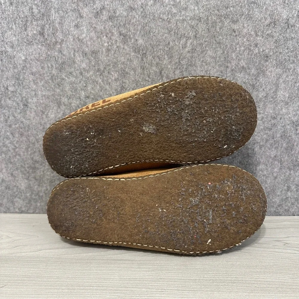 Sorel Lanner Ridge II Slippers Kids 5 Brown Suede Fleece Lined Mules NY1944-224
